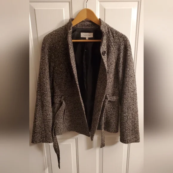 Calvin Klein Women's Tweed Coat in Black and Gray - Picture 4 of 4